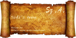 Száz Anna névjegykártya